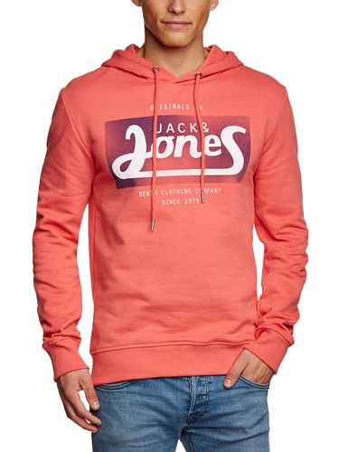 JACK & JONES Herren Kapuzenpullover Buy Always Sweat Hood 4 ORG, Gr. Small, Rot (Spiced Coral) von JACK & JONES