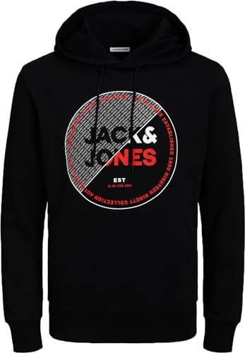 JACK & JONES Herren Kapuzenpullover Hoodie Sweatshirt Sweat 8u3d (L, 93 Schwarz) von JACK & JONES