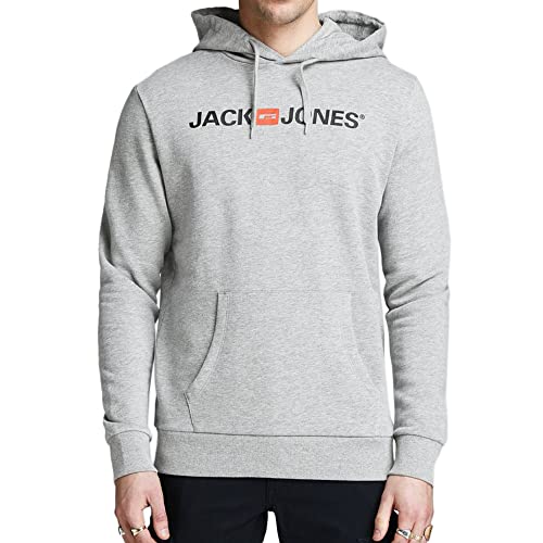 JACK & JONES Herren Kapuzenpullover (Light Grey Melange, XL) von JACK & JONES