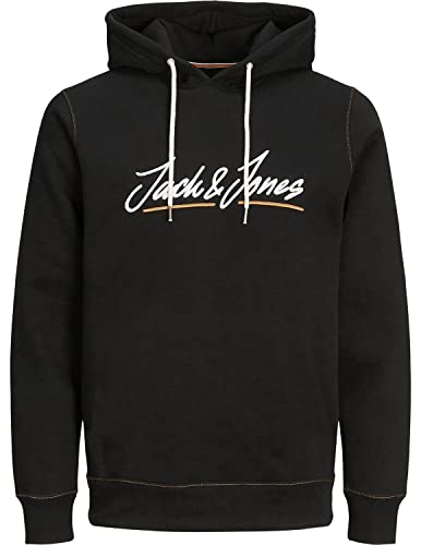 JACK & JONES Herren Kapuzenpullover Jwhtons Upscale Sweat Hoodie Print (as3, Alpha, l, Regular, Regular, Black) von JACK & JONES