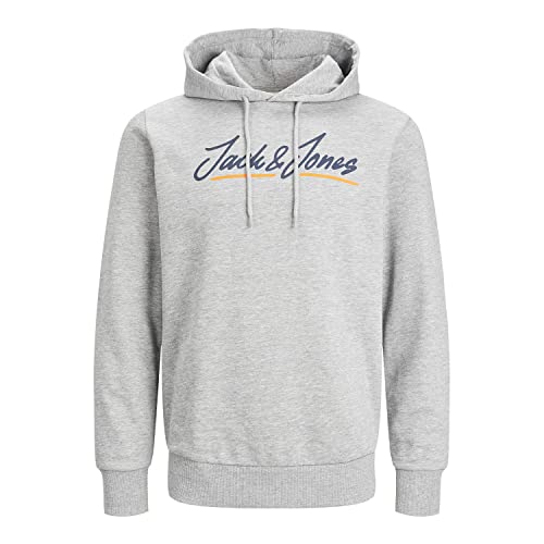JACK & JONES Herren Kapuzenpullover Jwhtons Upscale Sweat Hoodie Print (as3, Alpha, xx_l, Regular, Regular, Light Grey Melange) von JACK & JONES