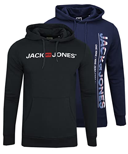 JACK & JONES Herren Kapuzenpullover Sweat Hoodie 2er, Blau/NB-BL, L von JACK & JONES