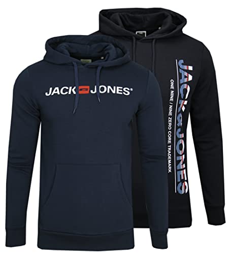 JACK & JONES Herren Kapuzenpullover Sweat Hoodie 2er, Schwarz/BL-NB, L von JACK & JONES