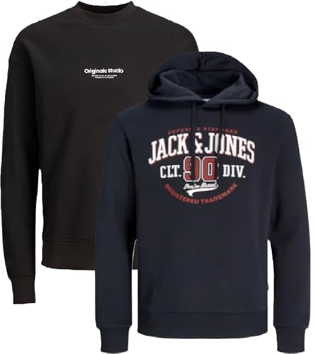 JACK & JONES Herren Kapuzenpullover Übergröße Big Plus Size 2er Pack Hoodie Sweatshirt Sweat 3XL 4XL 5XL 6XL 7XL 8XL siP91 (5XL, 2er Mix @37) von JACK & JONES