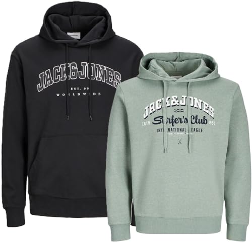 JACK & JONES Herren Kapuzenpullover Übergröße Big Plus Size Hoodie Sweatshirt Sweat 3XL 4XL 5XL 6XL 7XL 8XL At4io (3XL, 2er Mix @54) von JACK & JONES