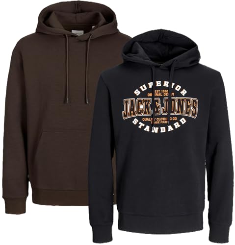 JACK & JONES Herren Kapuzenpullover Übergröße Big Plus Size Hoodie Sweatshirt Sweat 3XL 4XL 5XL 6XL 7XL 8XL At4io (4XL, 2er Mix @36) von JACK & JONES