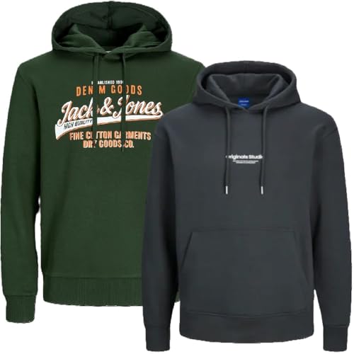 JACK & JONES Herren Kapuzenpullover Übergröße Big Plus Size Hoodie Sweatshirt Sweat 3XL 4XL 5XL 6XL 7XL 8XL At4io (4XL, 2er Mix @51) von JACK & JONES