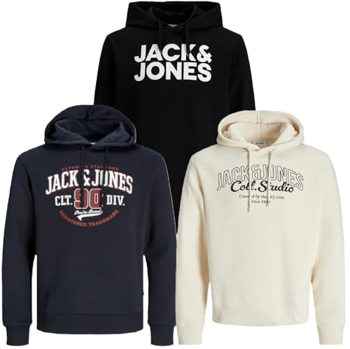 JACK & JONES Herren Kapuzenpullover Übergröße Big Plus Size Hoodie Sweatshirt Sweat 3XL 4XL 5XL 6XL 7XL 8XL At4io (4XL, 3er Mix @53) von JACK & JONES