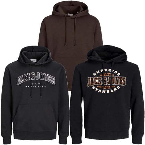 JACK & JONES Herren Kapuzenpullover Übergröße Big Plus Size Hoodie Sweatshirt Sweat 3XL 4XL 5XL 6XL 7XL 8XL At4io (4XL, 3er Mix #64) von JACK & JONES