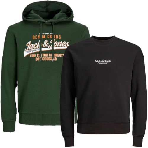 JACK & JONES Herren Kapuzenpullover Übergröße Big Plus Size Hoodie Sweatshirt Sweat 3XL 4XL 5XL 6XL 7XL 8XL At4io (5XL, 2er Mix @47) von JACK & JONES