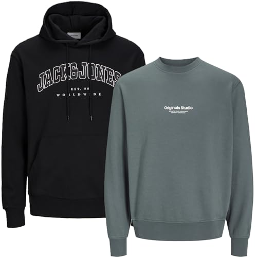 JACK & JONES Herren Kapuzenpullover Übergröße Big Plus Size Hoodie Sweatshirt Sweat 3XL 4XL 5XL 6XL 7XL 8XL At4io (5XL, 2er Mix @54) von JACK & JONES