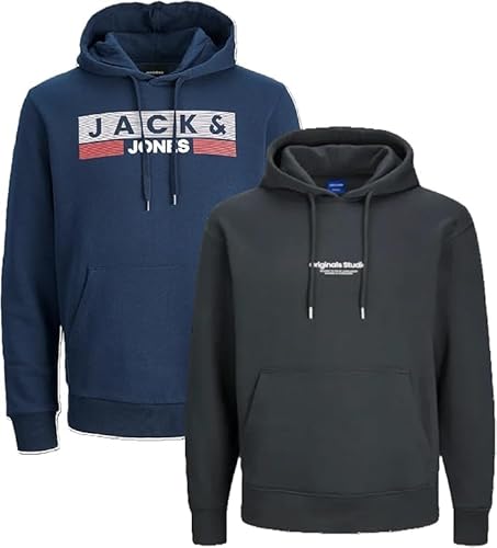 JACK & JONES Herren Kapuzenpullover Übergröße Big Plus Size Hoodie Sweatshirt Sweat 3XL 4XL 5XL 6XL 7XL 8XL At4io (7XL, 2er Mix @35) von JACK & JONES
