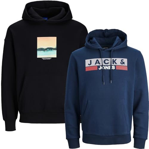 JACK & JONES Herren Kapuzenpullover Übergröße Big Plus Size Hoodie Sweatshirt Sweat 3XL 4XL 5XL 6XL 7XL 8XL At4io (8XL, 2er Mix @48) von JACK & JONES