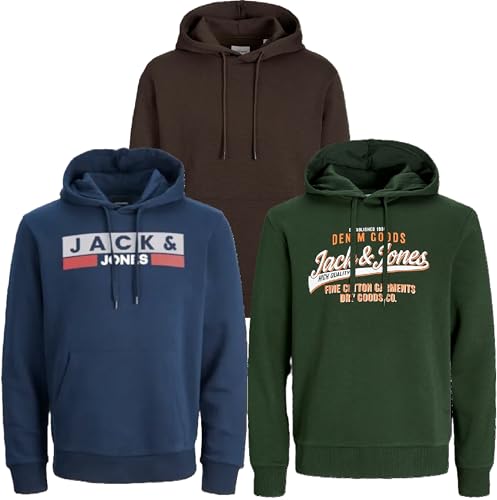 JACK & JONES Herren Kapuzenpullover Übergröße Big Plus Size Hoodie Sweatshirt Sweat 3XL 4XL 5XL 6XL 7XL 8XL At4io (8XL, 3er Mix #54) von JACK & JONES