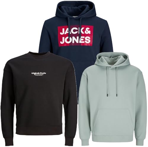 JACK & JONES Herren Kapuzenpullover Übergröße Big Plus Size Hoodie Sweatshirt Sweat 3XL 4XL 5XL 6XL 7XL 8XL TE8b4 (4XL, 3er Mix #4) von JACK & JONES