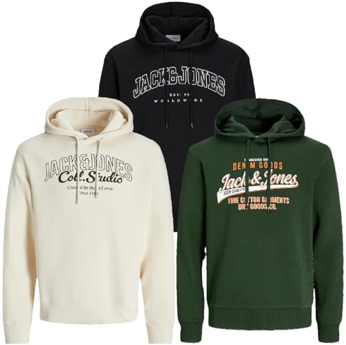 JACK & JONES Herren Kapuzenpullover Übergröße Big Plus Size Hoodie Sweatshirt Sweat 3XL 4XL 5XL 6XL 7XL 8XL TE8b4 (7XL, 3er Pack PS #51) von JACK & JONES