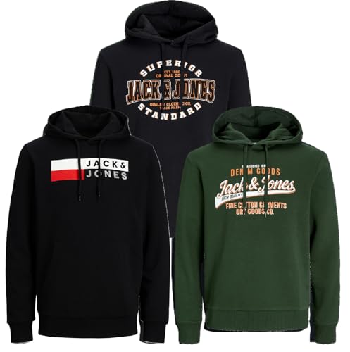 JACK & JONES Herren Kapuzenpullover Übergröße Big Plus Size Hoodie Sweatshirt Sweat 3XL 4XL 5XL 6XL 7XL 8XL TE8b4 (7XL, 3er Paket *63) von JACK & JONES