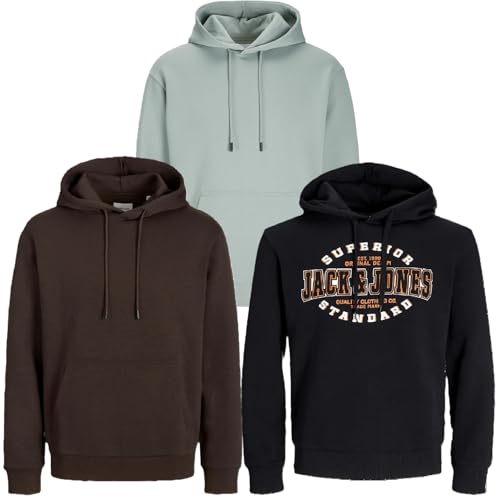 JACK & JONES Herren Kapuzenpullover Übergröße Big Plus Size Hoodie Sweatshirt Sweat 3XL 4XL 5XL 6XL 7XL 8XL TE8b4 (8XL, 3er Mix #56) von JACK & JONES