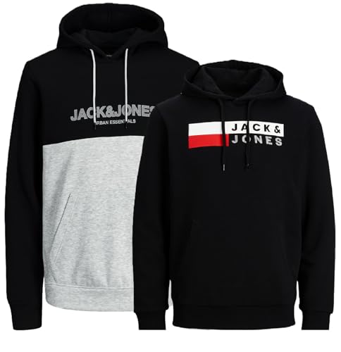 JACK & JONES Herren Kapuzenpullover Übergröße Big Plus Size Hoodie Sweatshirt Sweat 3XL 4XL 5XL 6XL 7XL 8XL TE8b4 (4XL, 2er Mix @43) von JACK & JONES
