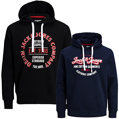 JACK & JONES Herren Kapuzenpullover Übergröße Big Plus Size Hoodie Sweatshirt Sweat 3XL 4XL 5XL 6XL 7XL 8XL At4io (4XL, 2er Mix @44) von JACK & JONES