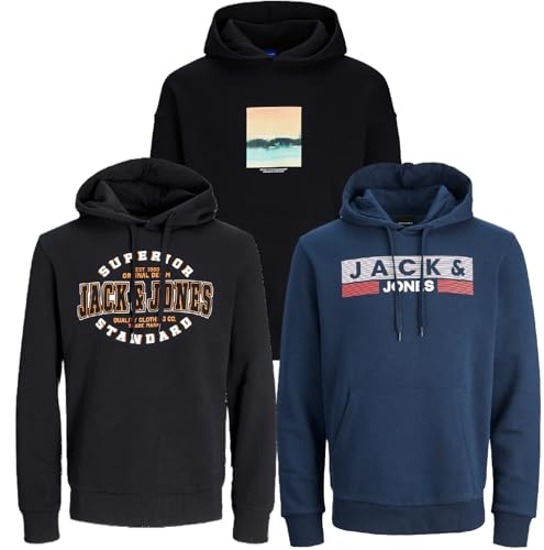 JACK & JONES Herren Kapuzenpullover Übergröße Big Plus Size Hoodie Sweatshirt Sweat 3XL 4XL 5XL 6XL 7XL 8XL TE8b4 (4XL, 3er Pack PS #55) von JACK & JONES