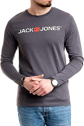 JACK & JONES Herren Langarmshirt aus Baumwolle - Longsleeve Männer (Asphalt Opt1 Corp - 3XL) von JACK & JONES