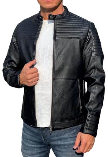 JACK & JONES Herren Kunstlederjacke Jacke JCOSMITH Biker Jacket, Gr. Medium, Schwarz (Black Fit:ONE) von JACK & JONES