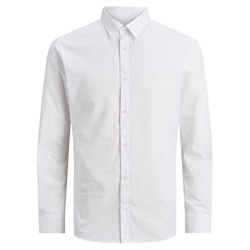 JACK & JONES Herren Plain Formal Shirts Slim Fit Casual Langarm, weiß, L von JACK & JONES