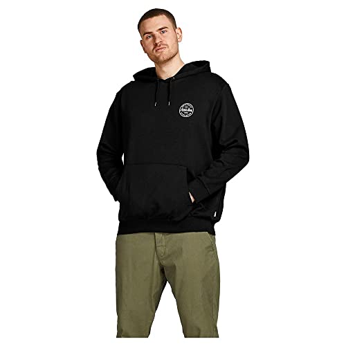 JACK & JONES Herren Plus Size Hoodie | Logo Sweater Pullover Übergröße | Kapuzen Sweatshirt JJESHARK, Farben:Schwarz-Weiß, Größe Pullover:3XL von JACK & JONES