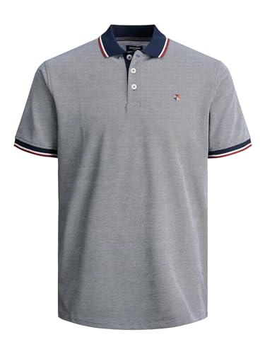 JACK & JONES Herren Polo T-Shirt Pique Hemd Kurzarm Basic Oberteil Cotton Logostickerei JPRBLUWIN, Farben:Blau-2, Größe:L von JACK & JONES