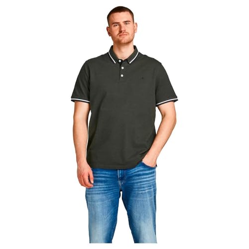 JACK & JONES Herren Poloshirt JJEPAULOS - Relaxed Fit Plussize XXL-8XL Baumwolle, Größe:5XL, Farbe:Forest Night Play 1 12143859 von JACK & JONES
