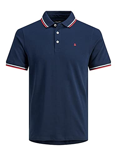 JACK & JONES Herren Poloshirt JJEPAULOS - Relaxed Fit Plussize XXL-8XL Baumwolle, Größe:6XL, Farbe:Navy Blazer 12143859 von JACK & JONES