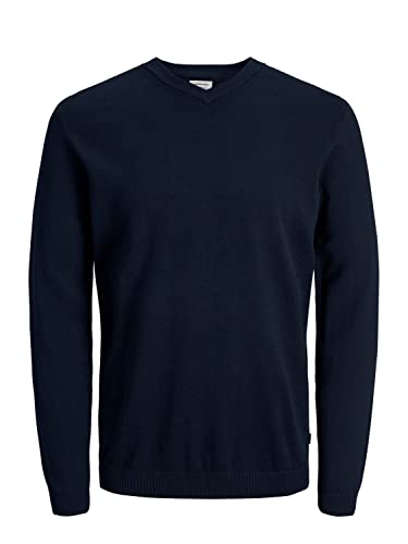 JACK & JONES Herren Pullover JjeBasic V-Ausschnitt Strickpulli Oberteil Regular, Farbe:Dunkelblau, Größe:XXL von JACK & JONES