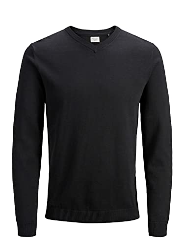 JACK & JONES Herren Pullover JjeBasic V-Ausschnitt Strickpulli Oberteil Regular, Farbe:Schwarz, Größe:S von JACK & JONES