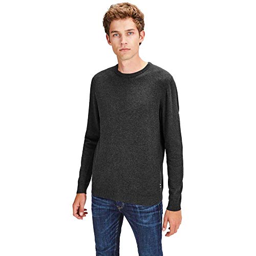 JACK & JONES Dünner Langarm Strickpullover Rundhals Basic Sweater Shirt Jumper JJEBASIC, Farben:Dunkelgrau,Größe Pullover:M von JACK & JONES