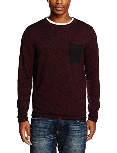 JACK & JONES Herren Regular Fit Pullover Jorflicker Knit Crew Neck, Einfarbig, Gr. Large (Herstellergröße: L), Rot (Port Royale Fit:Knit Fit) von JACK & JONES