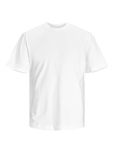 JACK & JONES Herren Rundhals Basic T-Shirt Kurzarm Jersey Baumwolle Shirt Relaxed Fit JJERELAXED, Farben:Weiß, Größe:L von JACK & JONES