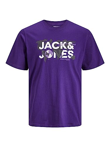 JACK & JONES Herren Rundhals T-Shirt JCODUST - Regular Fit S M L XL XXL Cotton, Größe:M, Farbe:Violet Indigo 12240276 von JACK & JONES