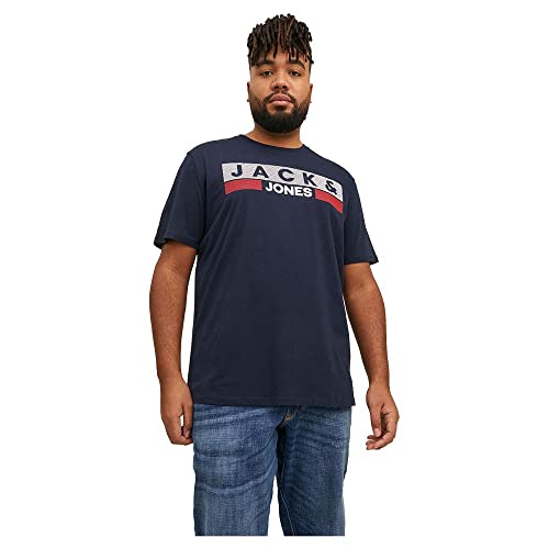JACK & JONES Herren Rundhals T-Shirt JJECORP Logo - Regular Fit Plussize XXL-8XL, Größe:6XL, Farbe:Navy Blazer 12158505 von JACK & JONES