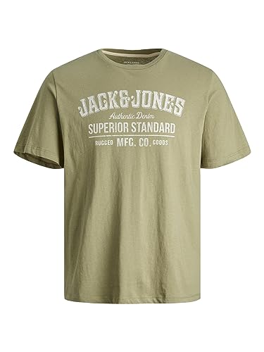 JACK & JONES Herren Rundhals T-Shirt JJEJEANS - Regular Fit S M L XL XXL Cotton, Größe:L, Farbe:Oil Green 12232972 von JACK & JONES