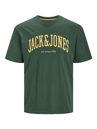 JACK & JONES Herren Rundhals T-Shirt JJEJOSH - Relaxed Fit S-XXL Baumwolle, Größe:M, Farbe:Dark Green 12236514 von JACK & JONES