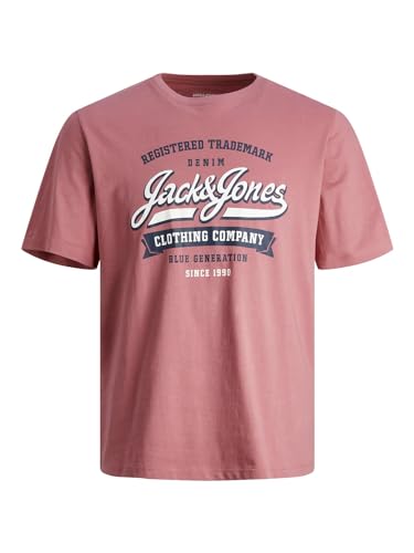JACK & JONES Herren Rundhals T-Shirt JJELOGO - Regular Fit S M L XL XXL Cotton, Größe:M, Farbe:Mesa Rose 12246690 von JACK & JONES