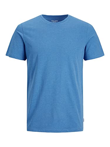 JACK & JONES Herren Rundhals T-Shirt JJEORGANIC - Regular Fit XS S M L XL XXL Grün Grau Blau Baumwolle, Größe:S, Farbe:French Blue Melange 12222887 von JACK & JONES