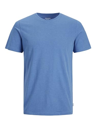 JACK & JONES Herren Rundhals T-Shirt JJEORGANIC - Regular Fit XS S M L XL XXL Grün Grau Blau Baumwolle, Größe:XXL, Farbe:French Blue Melange 12222887 von JACK & JONES