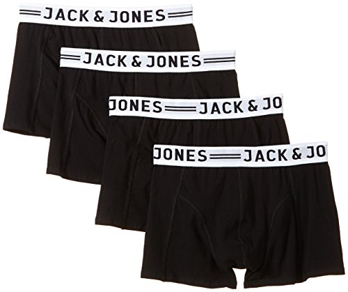 JACK & JONES Herren Sense Trunks 4-Pack Boxershorts, Schwarz (Black Black), XX-Large (Herstellergröße: XXL) (4er Pack) von JACK & JONES