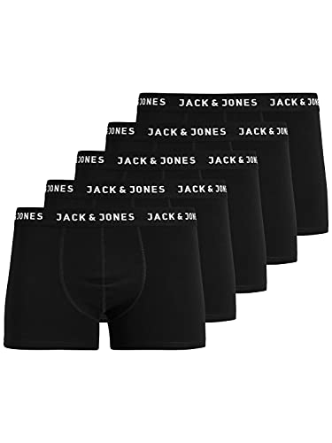 JACK & JONES Herren Set 5er Pack Trunks Boxershorts Stretch Unterhose Basic Jersey Unterwäsche, Farben:Schwarz, Größe:XXL von JACK & JONES
