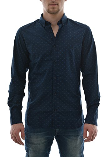 JACK & JONES Herren Slim Fit Business Hemd JORBIRD Shirt NO Pocket L/S, Gr. Large, Blau (Navy Blazer AOP:Slim FIT) von JACK & JONES
