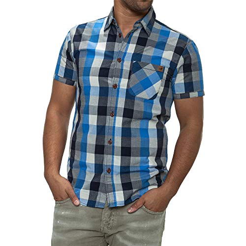 JACK & JONES Herren Slim Fit Freizeithemd Cold Shirt S/S 1-2-3 14 Orig, Gr. Small, Mehrfarbig (Bright Cobalt/Checks) von JACK & JONES