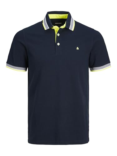 JACK & JONES Herren Poloshirt JJEPAULOS Slim Fit S M L XL XXL 100% Baumwolle, Größe:XS, Farbe:Dark Navy NEON 12136668 von JACK & JONES