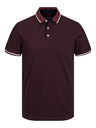 JACK & JONES Herren Slim Fit Polo Shirt JJEPAULOS Uni Sommer Hemd Kragen Kurz Arm Basic Pique Cotton, Farben:Violett, Größe:XL von JACK & JONES